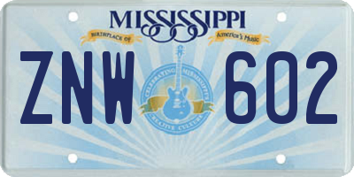 MS license plate ZNW602