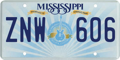 MS license plate ZNW606