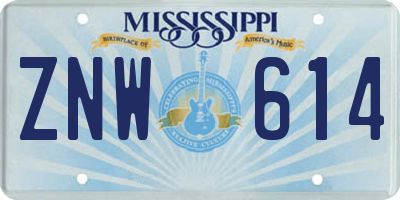 MS license plate ZNW614