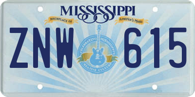 MS license plate ZNW615