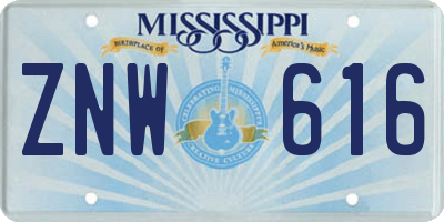 MS license plate ZNW616