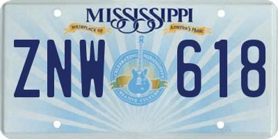 MS license plate ZNW618