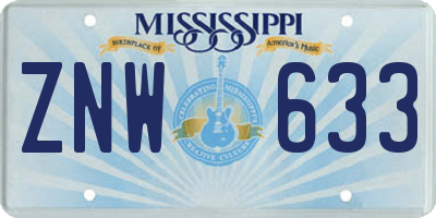 MS license plate ZNW633