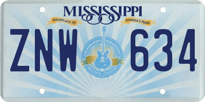 MS license plate ZNW634