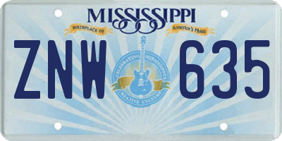 MS license plate ZNW635