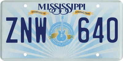 MS license plate ZNW640