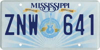MS license plate ZNW641