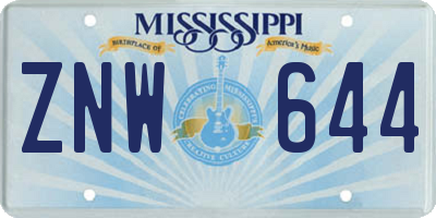 MS license plate ZNW644