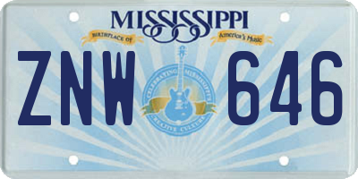MS license plate ZNW646