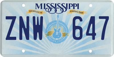 MS license plate ZNW647