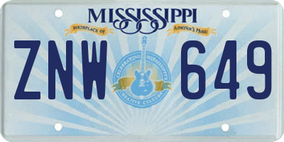 MS license plate ZNW649