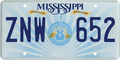 MS license plate ZNW652