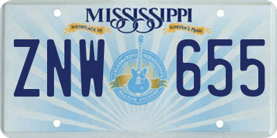 MS license plate ZNW655