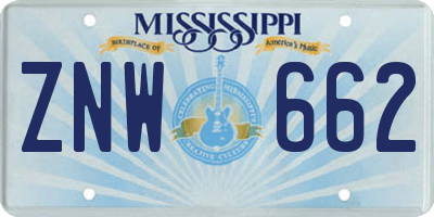 MS license plate ZNW662