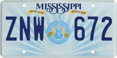MS license plate ZNW672