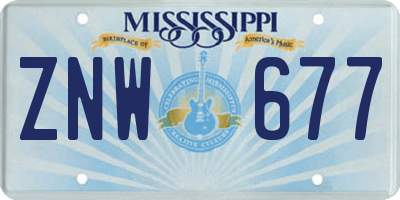 MS license plate ZNW677
