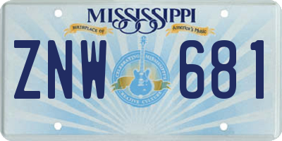 MS license plate ZNW681