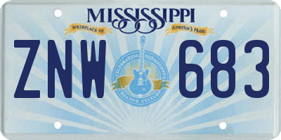MS license plate ZNW683