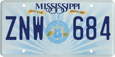 MS license plate ZNW684