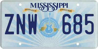 MS license plate ZNW685