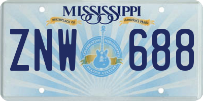 MS license plate ZNW688