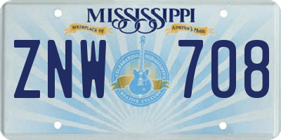MS license plate ZNW708