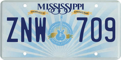 MS license plate ZNW709