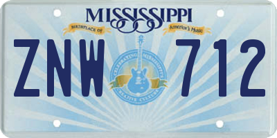 MS license plate ZNW712