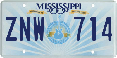 MS license plate ZNW714