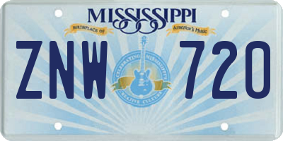 MS license plate ZNW720