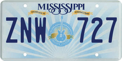 MS license plate ZNW727