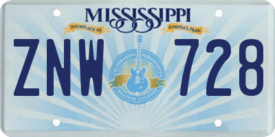 MS license plate ZNW728