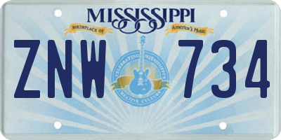 MS license plate ZNW734
