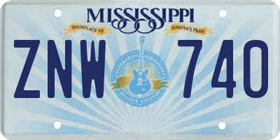 MS license plate ZNW740