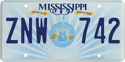 MS license plate ZNW742