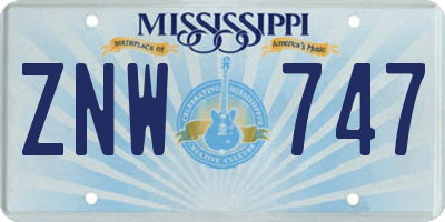 MS license plate ZNW747