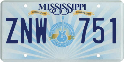 MS license plate ZNW751