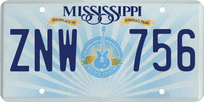 MS license plate ZNW756