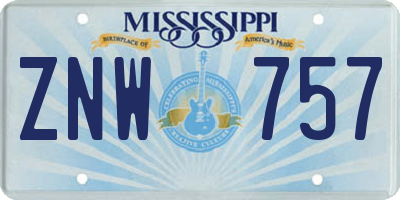MS license plate ZNW757