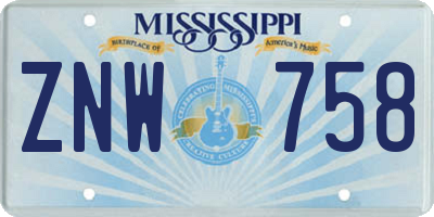 MS license plate ZNW758