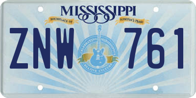 MS license plate ZNW761