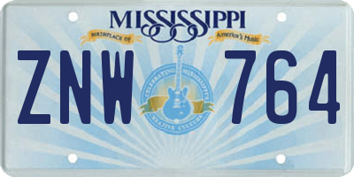 MS license plate ZNW764
