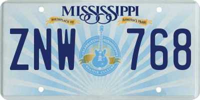 MS license plate ZNW768