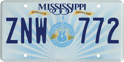 MS license plate ZNW772