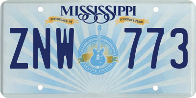 MS license plate ZNW773
