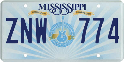 MS license plate ZNW774