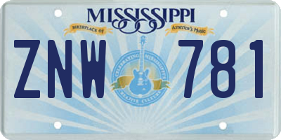 MS license plate ZNW781