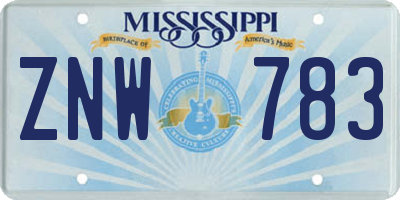MS license plate ZNW783