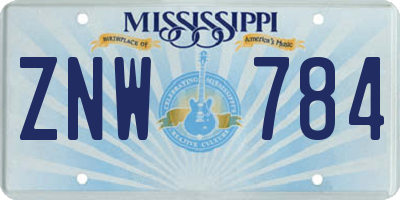 MS license plate ZNW784