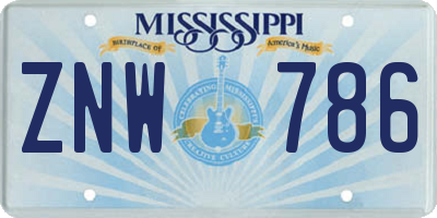 MS license plate ZNW786
